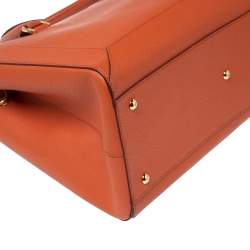 Pre Owned MCM Orange Leather Double Zip Tote