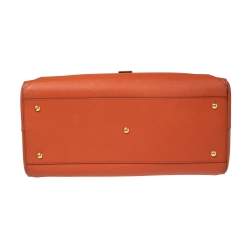 Pre Owned MCM Orange Leather Double Zip Tote