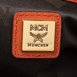 Pre Owned MCM Orange Leather Double Zip Tote