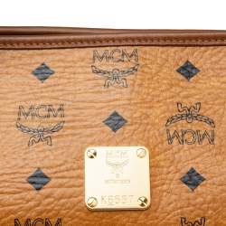 MCM Cognac Visetos Coated Canvas and Leather Shopper Tote