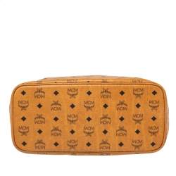 MCM Cognac Visetos Coated Canvas and Leather Shopper Tote