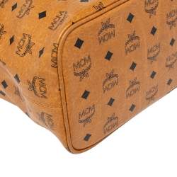 MCM Cognac Visetos Coated Canvas and Leather Shopper Tote