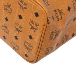 MCM Cognac Visetos Coated Canvas and Leather Shopper Tote