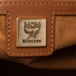 MCM Cognac Visetos Coated Canvas and Leather Shopper Tote