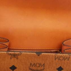 Pre Owned MCM Cognac Visetos Coated Canvas and Leather Patricia Crossbody Bag