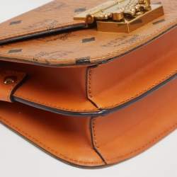 Pre Owned MCM Cognac Visetos Coated Canvas and Leather Patricia Crossbody Bag