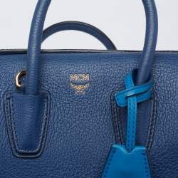Pre Owned MCM Two Tone Blue Leather Mini Milla Tote