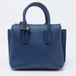 Pre Owned MCM Two Tone Blue Leather Mini Milla Tote