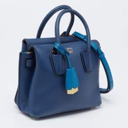 Pre Owned MCM Two Tone Blue Leather Mini Milla Tote