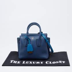 Pre Owned MCM Two Tone Blue Leather Mini Milla Tote