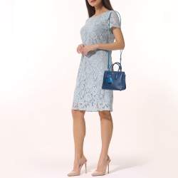 Pre Owned MCM Two Tone Blue Leather Mini Milla Tote