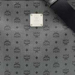 Pre Owned MCM Black/Grey Coated Canvas and Leather Crossbody Bag