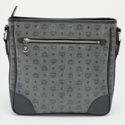 Pre Owned MCM Black/Grey Coated Canvas and Leather Crossbody Bag