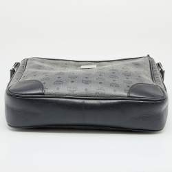 Pre Owned MCM Black/Grey Coated Canvas and Leather Crossbody Bag