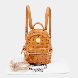 MCM Tan Coated Canvas And Leather Studded Stark Backpack