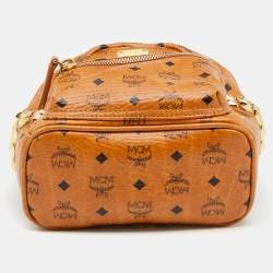 MCM Tan Coated Canvas And Leather Studded Stark Backpack