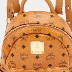 MCM Tan Coated Canvas And Leather Studded Stark Backpack