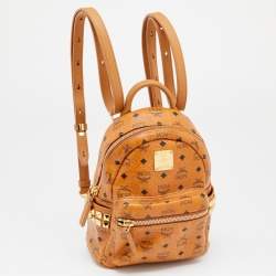 MCM Tan Coated Canvas And Leather Studded Stark Backpack
