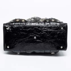Pre Owned MCM Black Patent Leather Studded Fringe Satchel