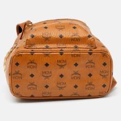 MCM Tan Coated Canvas And Leather Small Studded Stark Backpack