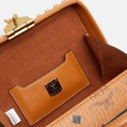MCM Cognac Visetos Coated Canvas And Leather Berlin Box Bag