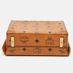 MCM Cognac Visetos Coated Canvas And Leather Berlin Box Bag