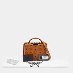MCM Cognac Visetos Coated Canvas And Leather Berlin Box Bag