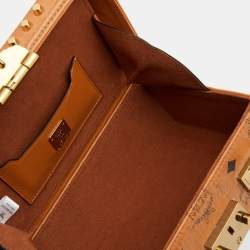 MCM Cognac Visetos Coated Canvas And Leather Berlin Box Bag