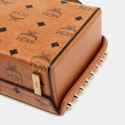 MCM Cognac Visetos Coated Canvas And Leather Berlin Box Bag