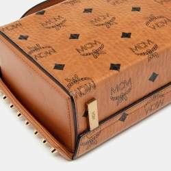 MCM Cognac Visetos Coated Canvas And Leather Berlin Box Bag
