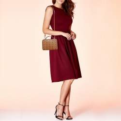 MCM Cognac Visetos Coated Canvas And Leather Berlin Box Bag