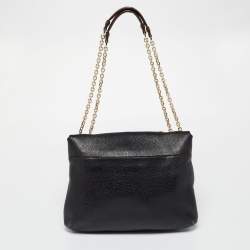Pre Owned حقيبة كتف إم سي إم جلد أسود وصلة سلسلة