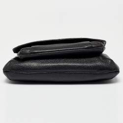 Pre Owned حقيبة كتف إم سي إم جلد أسود وصلة سلسلة