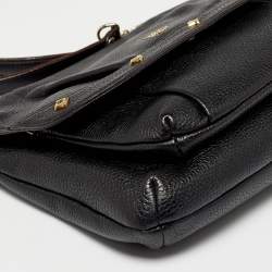 Pre Owned حقيبة كتف إم سي إم جلد أسود وصلة سلسلة