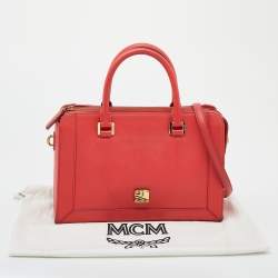 Pre Owned MCM Coral Leather Large Nuovo Tote