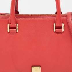 Pre Owned MCM Coral Leather Large Nuovo Tote