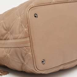 MCM Beige Essential Quilted Leather Logo Tote