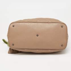 MCM Beige Essential Quilted Leather Logo Tote