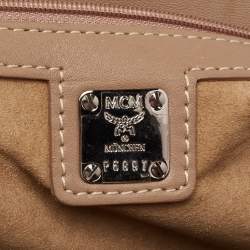 MCM Beige Essential Quilted Leather Logo Tote