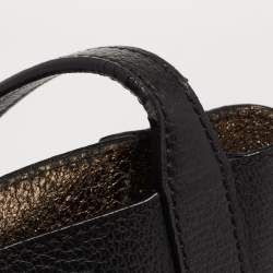 Pre Owned MCM Black/Gold Leather Open Reversible Tote