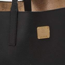 Pre Owned MCM Black/Gold Leather Open Reversible Tote