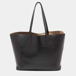 Pre Owned MCM Black/Gold Leather Open Reversible Tote