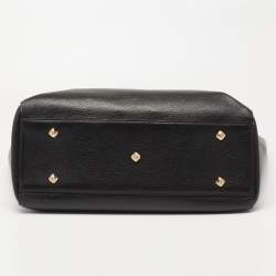 Pre Owned MCM Black/Gold Leather Open Reversible Tote