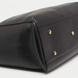 Pre Owned MCM Black/Gold Leather Open Reversible Tote