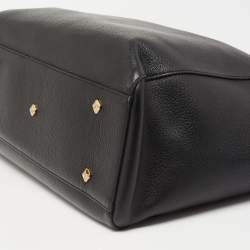 Pre Owned MCM Black/Gold Leather Open Reversible Tote