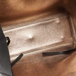 Pre Owned MCM Black/Gold Leather Open Reversible Tote