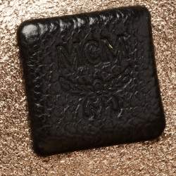 Pre Owned MCM Black/Gold Leather Open Reversible Tote