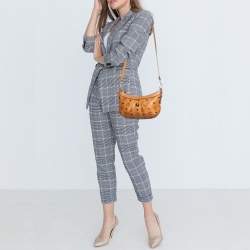 Pre Owned MCM Cognac Visetos Leather Crossbody Bag