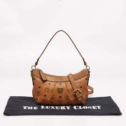 Pre Owned MCM Cognac Visetos Leather Crossbody Bag