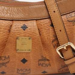 Pre Owned MCM Cognac Visetos Leather Crossbody Bag